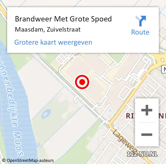 Locatie op kaart van de 112 melding: Brandweer Met Grote Spoed Naar Maasdam, Zuivelstraat op 25 juni 2022 15:15