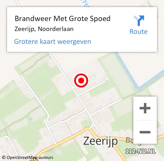 Locatie op kaart van de 112 melding: Brandweer Met Grote Spoed Naar Zeerijp, Noorderlaan op 25 juni 2022 15:17