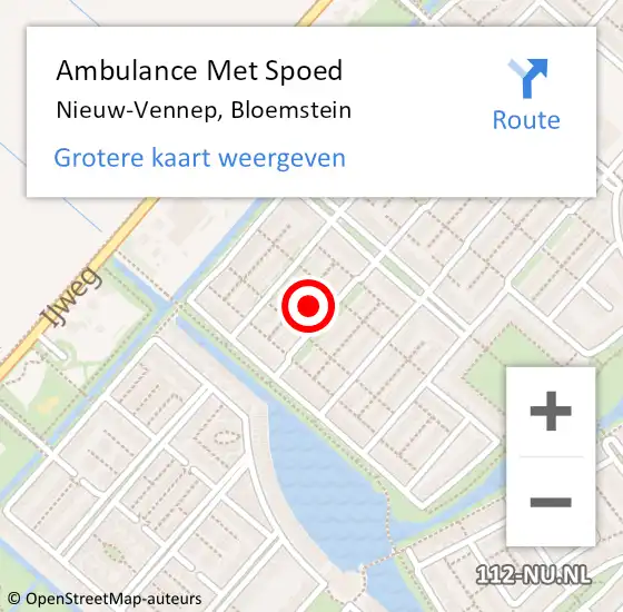 Locatie op kaart van de 112 melding: Ambulance Met Spoed Naar Nieuw-Vennep, Bloemstein op 25 juni 2022 15:24