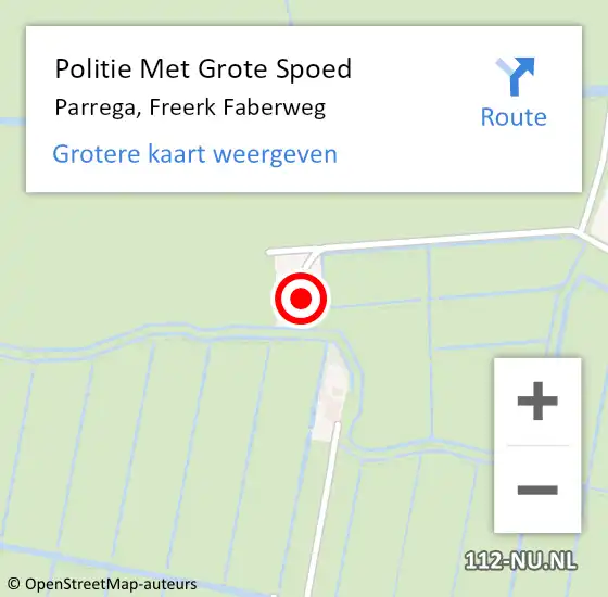 Locatie op kaart van de 112 melding: Politie Met Grote Spoed Naar Parrega, Freerk Faberweg op 25 juni 2022 15:24