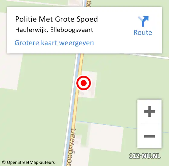 Locatie op kaart van de 112 melding: Politie Met Grote Spoed Naar Haulerwijk, Elleboogsvaart op 25 juni 2022 15:28