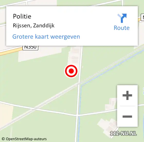 Locatie op kaart van de 112 melding: Politie Rijssen, Zanddijk op 25 juni 2022 15:37