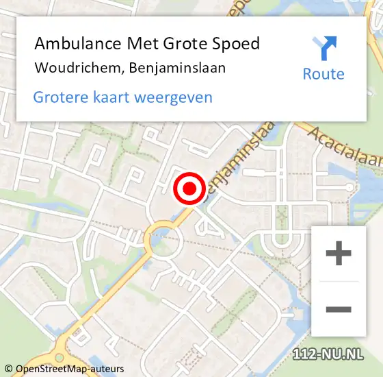 Locatie op kaart van de 112 melding: Ambulance Met Grote Spoed Naar Woudrichem, Benjaminslaan op 25 juni 2022 15:38