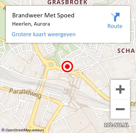 Locatie op kaart van de 112 melding: Brandweer Met Spoed Naar Heerlen, Aurora op 25 juni 2022 15:55