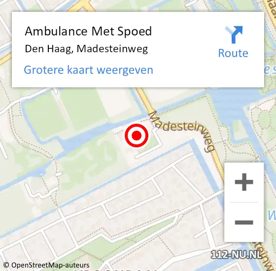 Locatie op kaart van de 112 melding: Ambulance Met Spoed Naar Den Haag, Madesteinweg op 25 juni 2022 16:02