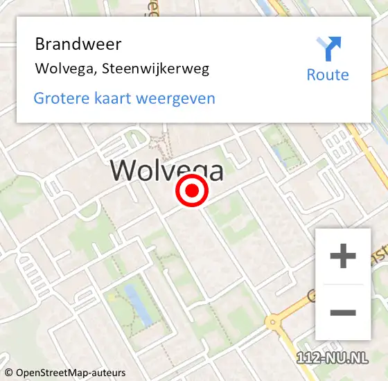 Locatie op kaart van de 112 melding: Brandweer Wolvega, Steenwijkerweg op 25 juni 2022 16:03