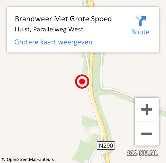 Locatie op kaart van de 112 melding: Brandweer Met Grote Spoed Naar Hulst, Parallelweg West op 25 juni 2022 16:08