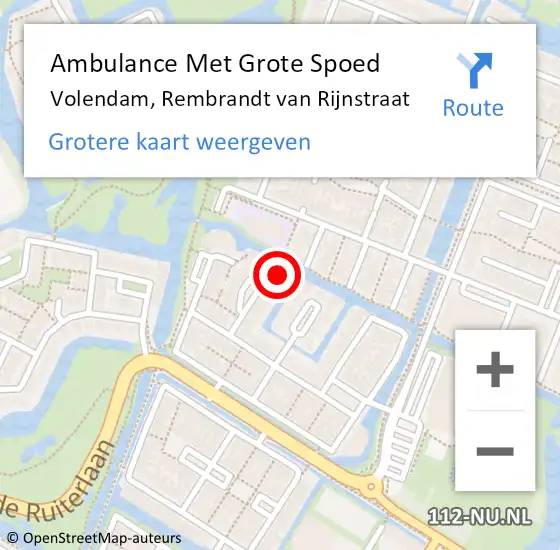 Locatie op kaart van de 112 melding: Ambulance Met Grote Spoed Naar Volendam, Rembrandt van Rijnstraat op 25 juni 2022 16:19