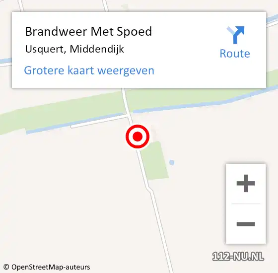 Locatie op kaart van de 112 melding: Brandweer Met Spoed Naar Usquert, Middendijk op 21 juli 2014 11:34