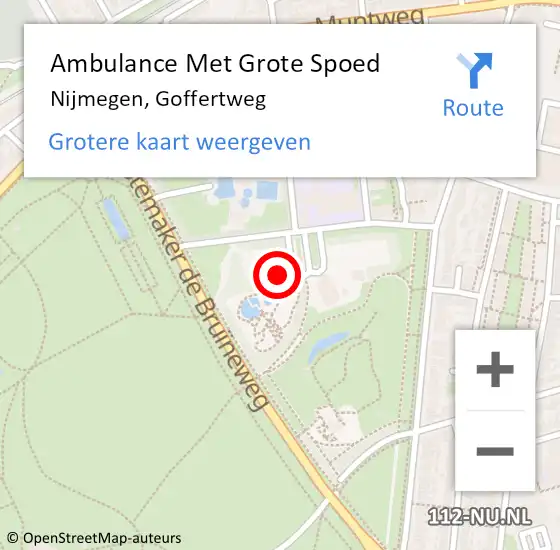 Locatie op kaart van de 112 melding: Ambulance Met Grote Spoed Naar Nijmegen, Goffertweg op 25 juni 2022 16:29