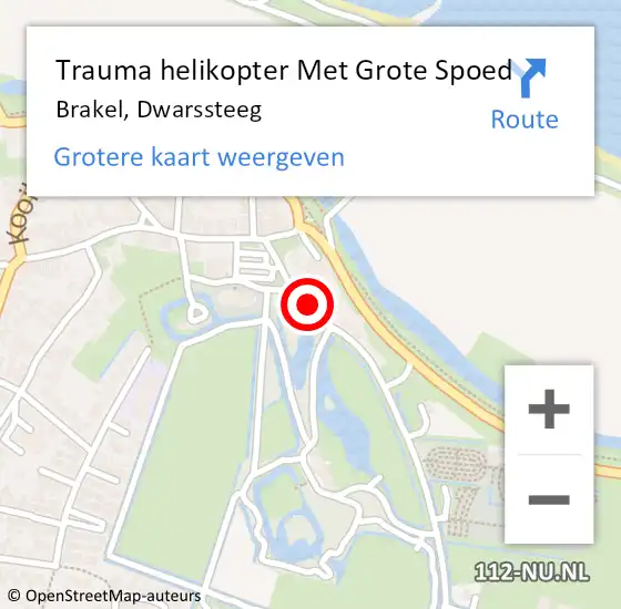 Locatie op kaart van de 112 melding: Trauma helikopter Met Grote Spoed Naar Brakel, Dwarssteeg op 25 juni 2022 16:29