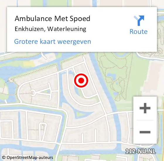 Locatie op kaart van de 112 melding: Ambulance Met Spoed Naar Enkhuizen, Waterleuning op 25 juni 2022 16:30