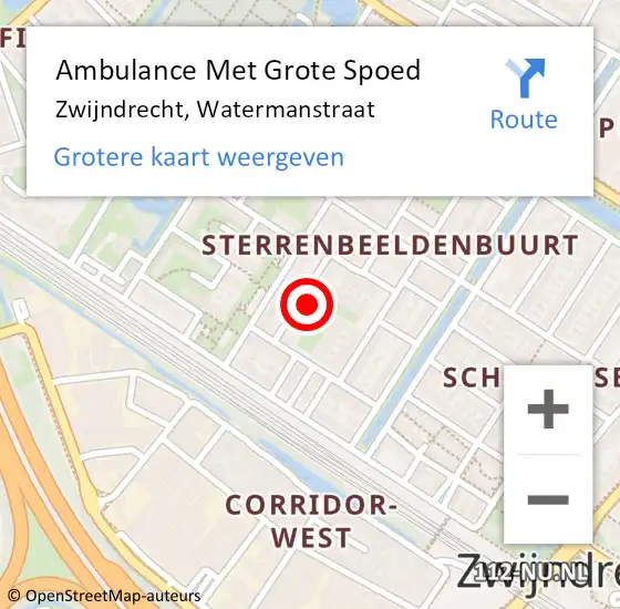 Locatie op kaart van de 112 melding: Ambulance Met Grote Spoed Naar Zwijndrecht, Watermanstraat op 25 juni 2022 16:36