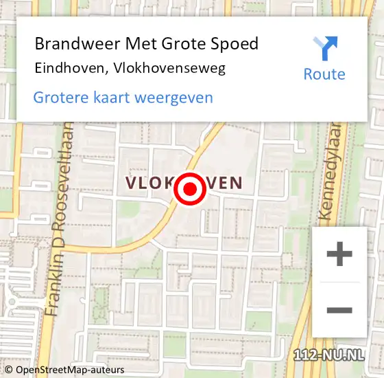 Locatie op kaart van de 112 melding: Brandweer Met Grote Spoed Naar Eindhoven, Vlokhovenseweg op 25 juni 2022 16:39