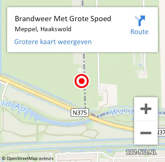 Locatie op kaart van de 112 melding: Brandweer Met Grote Spoed Naar Meppel, Haakswold op 25 juni 2022 16:41