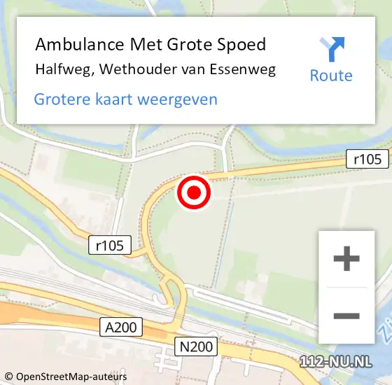 Locatie op kaart van de 112 melding: Ambulance Met Grote Spoed Naar Halfweg, Wethouder van Essenweg op 25 juni 2022 16:44