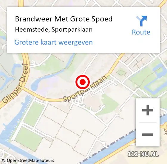 Locatie op kaart van de 112 melding: Brandweer Met Grote Spoed Naar Heemstede, Sportparklaan op 25 juni 2022 16:44