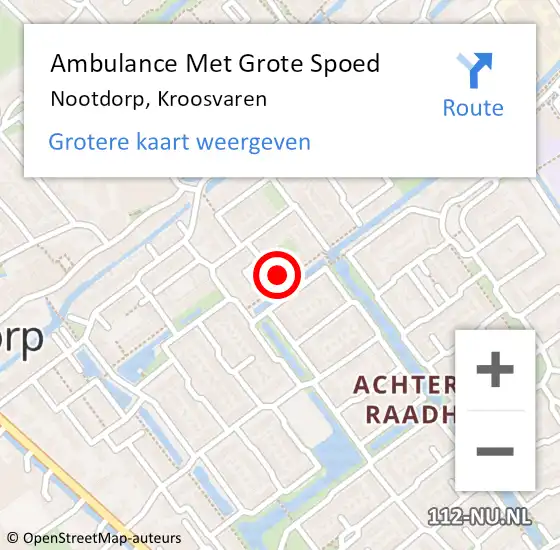 Locatie op kaart van de 112 melding: Ambulance Met Grote Spoed Naar Nootdorp, Kroosvaren op 25 juni 2022 17:01