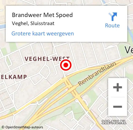 Locatie op kaart van de 112 melding: Brandweer Met Spoed Naar Veghel, Sluisstraat op 25 juni 2022 17:06