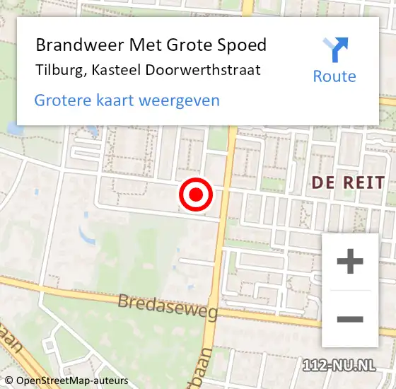 Locatie op kaart van de 112 melding: Brandweer Met Grote Spoed Naar Tilburg, Kasteel Doorwerthstraat op 25 juni 2022 17:10