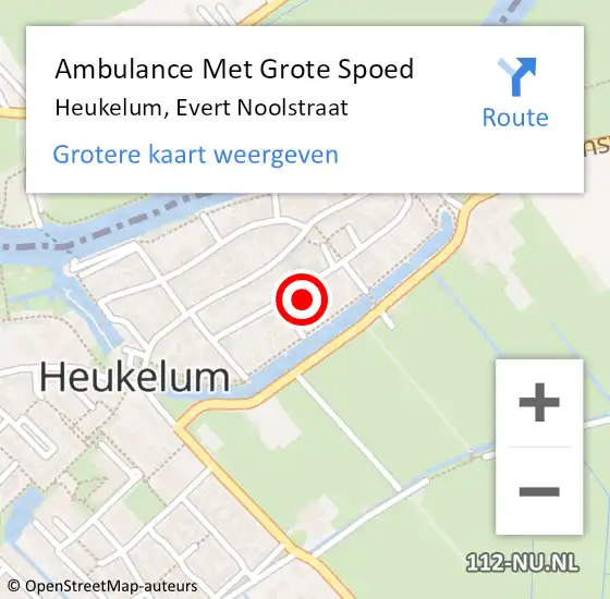 Locatie op kaart van de 112 melding: Ambulance Met Grote Spoed Naar Heukelum, Evert Noolstraat op 25 juni 2022 17:51