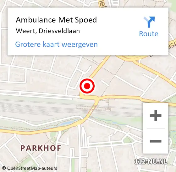 Locatie op kaart van de 112 melding: Ambulance Met Spoed Naar Weert, Driesveldlaan op 25 juni 2022 17:58