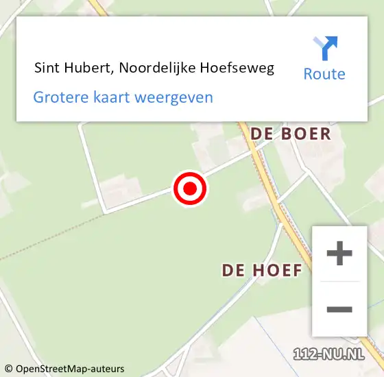 Locatie op kaart van de 112 melding:  Sint Hubert, Noordelijke Hoefseweg op 25 juni 2022 18:00