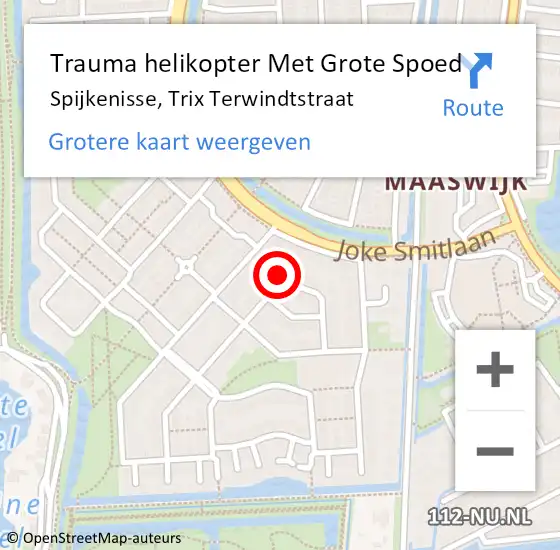 Locatie op kaart van de 112 melding: Trauma helikopter Met Grote Spoed Naar Spijkenisse, Trix Terwindtstraat op 25 juni 2022 18:18