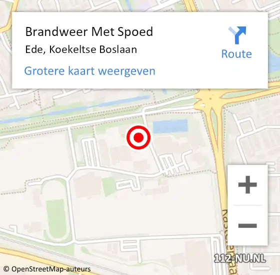Locatie op kaart van de 112 melding: Brandweer Met Spoed Naar Ede, Koekeltse Boslaan op 25 juni 2022 18:20