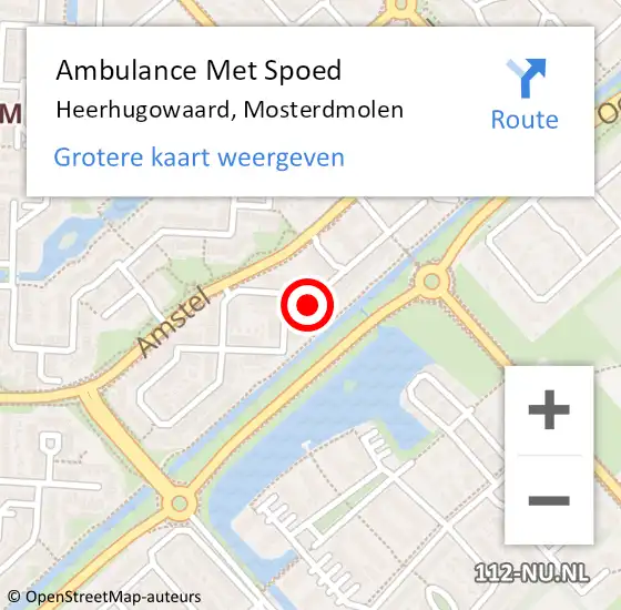 Locatie op kaart van de 112 melding: Ambulance Met Spoed Naar Heerhugowaard, Mosterdmolen op 25 juni 2022 18:24