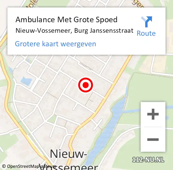 Locatie op kaart van de 112 melding: Ambulance Met Grote Spoed Naar Nieuw-Vossemeer, Burg Janssensstraat op 21 juli 2014 11:46