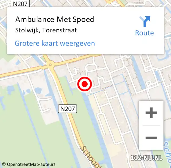 Locatie op kaart van de 112 melding: Ambulance Met Spoed Naar Stolwijk, Torenstraat op 25 juni 2022 18:41