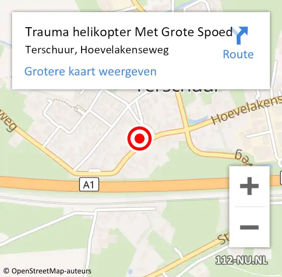 Locatie op kaart van de 112 melding: Trauma helikopter Met Grote Spoed Naar Terschuur, Hoevelakenseweg op 25 juni 2022 18:44