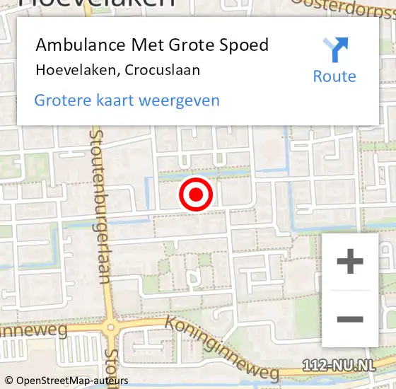 Locatie op kaart van de 112 melding: Ambulance Met Grote Spoed Naar Hoevelaken, Crocuslaan op 25 juni 2022 18:52