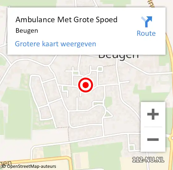 Locatie op kaart van de 112 melding: Ambulance Met Grote Spoed Naar Beugen op 25 juni 2022 19:06