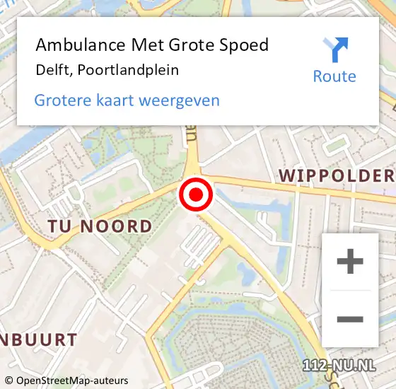 Locatie op kaart van de 112 melding: Ambulance Met Grote Spoed Naar Delft, Poortlandplein op 25 juni 2022 19:14