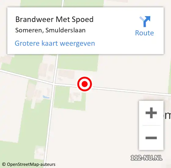 Locatie op kaart van de 112 melding: Brandweer Met Spoed Naar Someren, Smulderslaan op 25 juni 2022 19:17