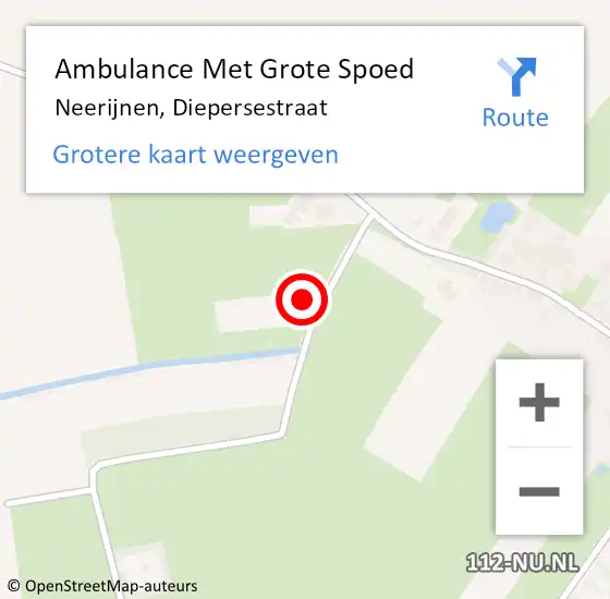 Locatie op kaart van de 112 melding: Ambulance Met Grote Spoed Naar Neerijnen, Diepersestraat op 25 juni 2022 19:26