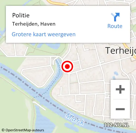 Locatie op kaart van de 112 melding: Politie Terheijden, Haven op 25 juni 2022 19:46