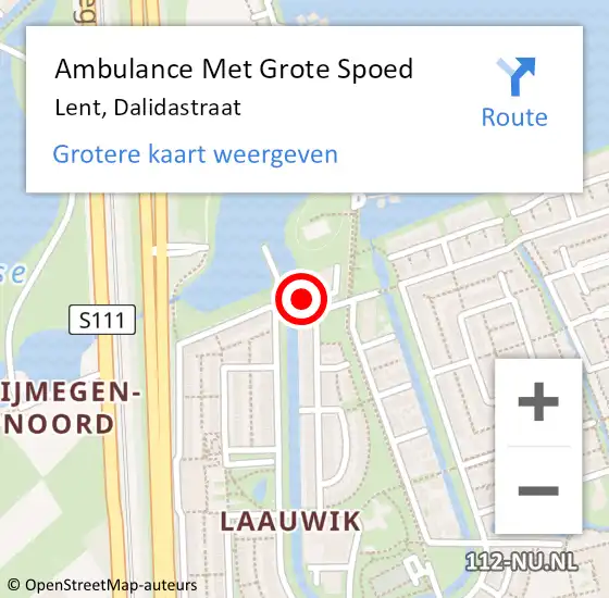 Locatie op kaart van de 112 melding: Ambulance Met Grote Spoed Naar Lent, Dalidastraat op 25 juni 2022 19:58