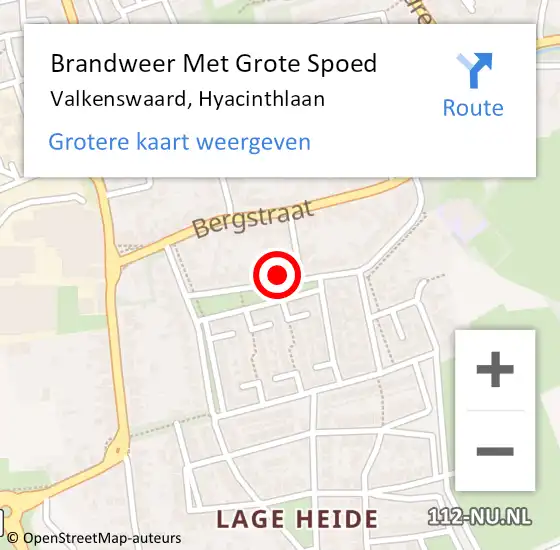 Locatie op kaart van de 112 melding: Brandweer Met Grote Spoed Naar Valkenswaard, Hyacinthlaan op 25 juni 2022 19:58