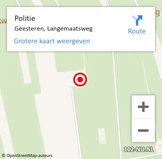 Locatie op kaart van de 112 melding: Politie Geesteren, Langemaatsweg op 25 juni 2022 20:11