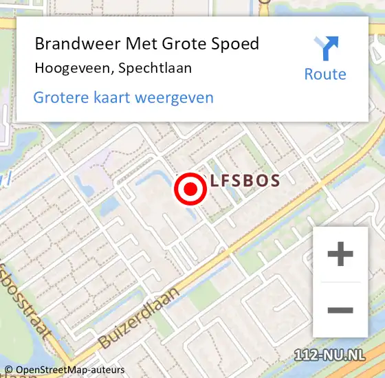 Locatie op kaart van de 112 melding: Brandweer Met Grote Spoed Naar Hoogeveen, Spechtlaan op 25 juni 2022 20:12