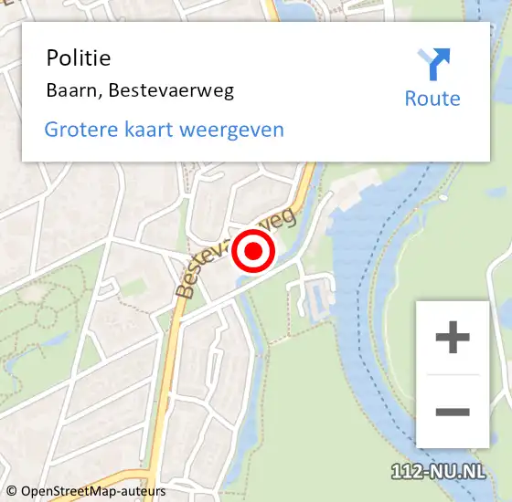 Locatie op kaart van de 112 melding: Politie Baarn, Bestevaerweg op 25 juni 2022 20:29