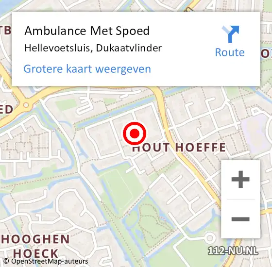 Locatie op kaart van de 112 melding: Ambulance Met Spoed Naar Hellevoetsluis, Dukaatvlinder op 25 juni 2022 20:33