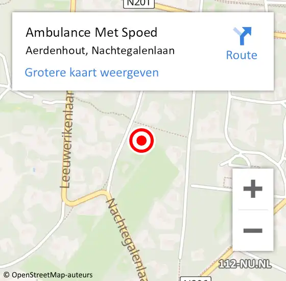 Locatie op kaart van de 112 melding: Ambulance Met Spoed Naar Aerdenhout, Nachtegalenlaan op 25 juni 2022 20:52