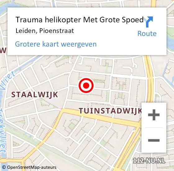 Locatie op kaart van de 112 melding: Trauma helikopter Met Grote Spoed Naar Leiden, Pioenstraat op 25 juni 2022 21:10