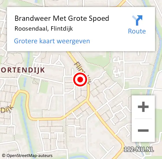 Locatie op kaart van de 112 melding: Brandweer Met Grote Spoed Naar Roosendaal, Flintdijk op 25 juni 2022 21:20