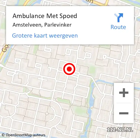 Locatie op kaart van de 112 melding: Ambulance Met Spoed Naar Amstelveen, Parlevinker op 25 juni 2022 21:32