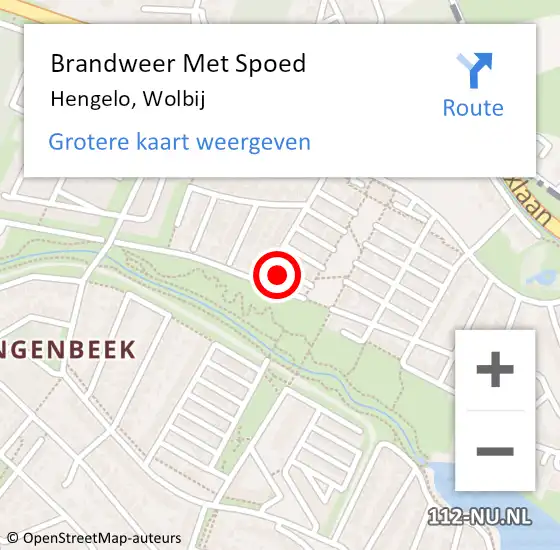 Locatie op kaart van de 112 melding: Brandweer Met Spoed Naar Hengelo, Wolbij op 25 juni 2022 21:43